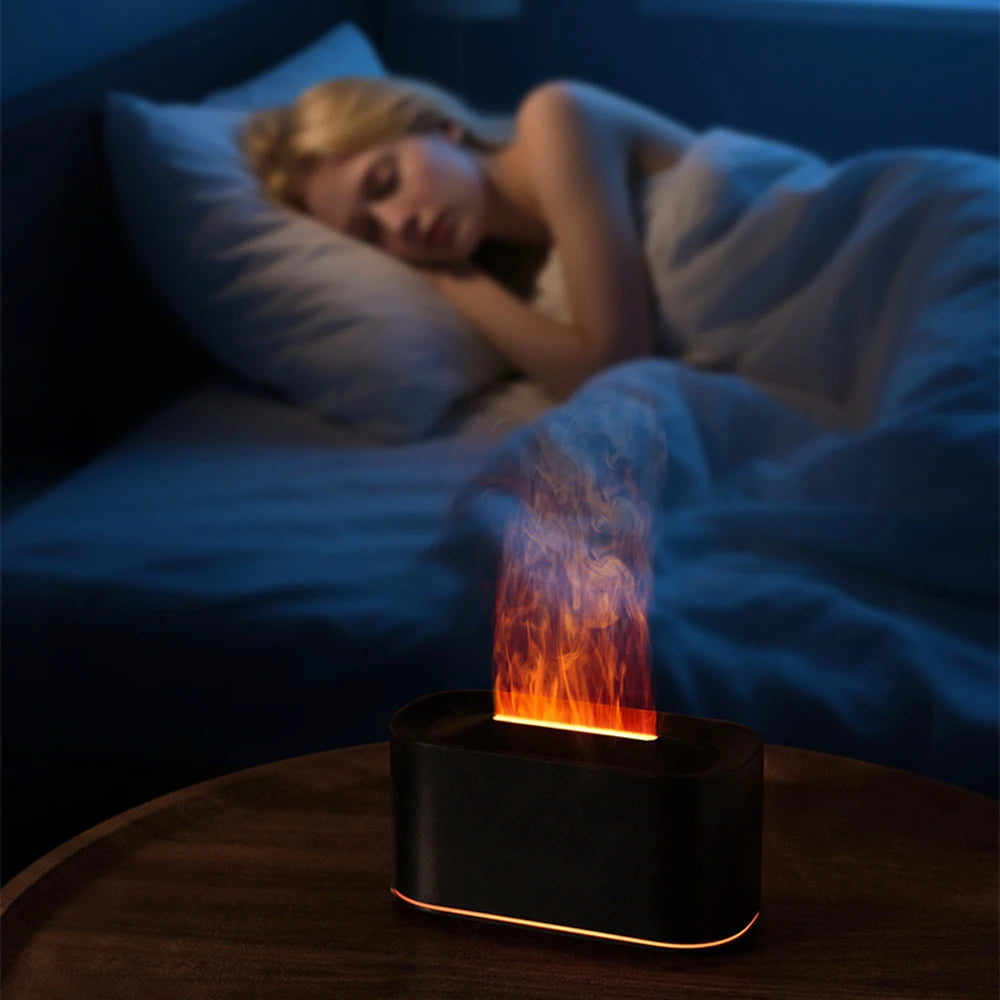 Essential Oil Diffuser,Flame Colorful Water Vapor Fire Humidifier for Aromatherapy Aroma Therapy Machine Room,Flame Diffuser